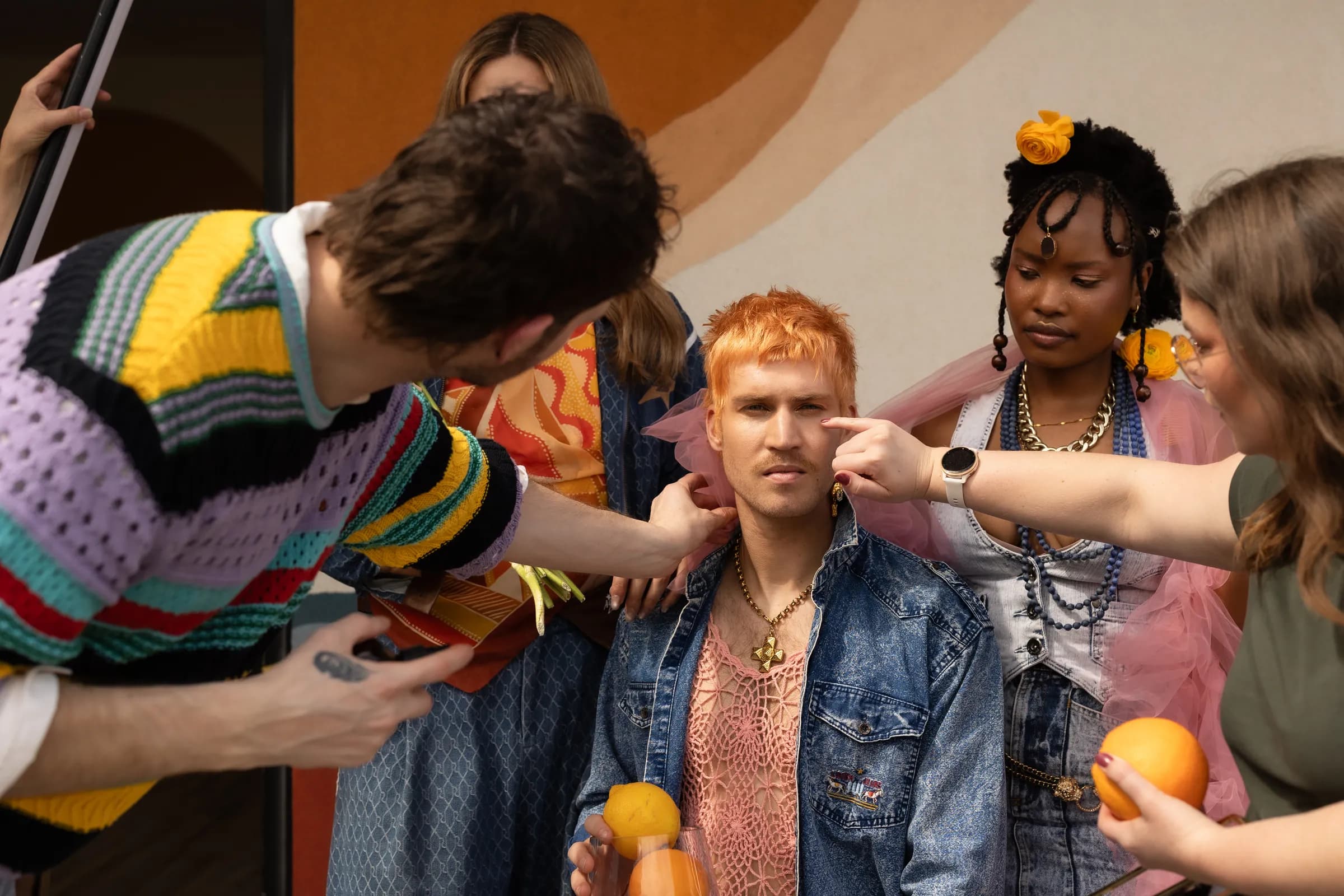 Behind the scenes at Curjo Hair - stylist crafting a look